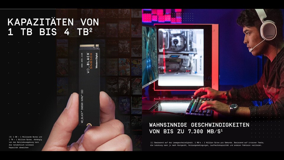 Die NVMe SSD von Western Digital ist in verschiedenen Größen und wahlweise auch mit Kühlkörper erhältlich.