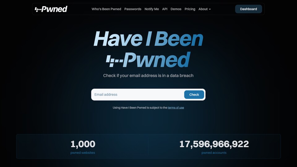 Die bekannteste Seite, auf der ihr eure Daten nach Leaks und Hackingangriffe überprüfen könnt, ist wohl »HaveIBeenPwned«. (Bildquele: HaveIBeenPwned)