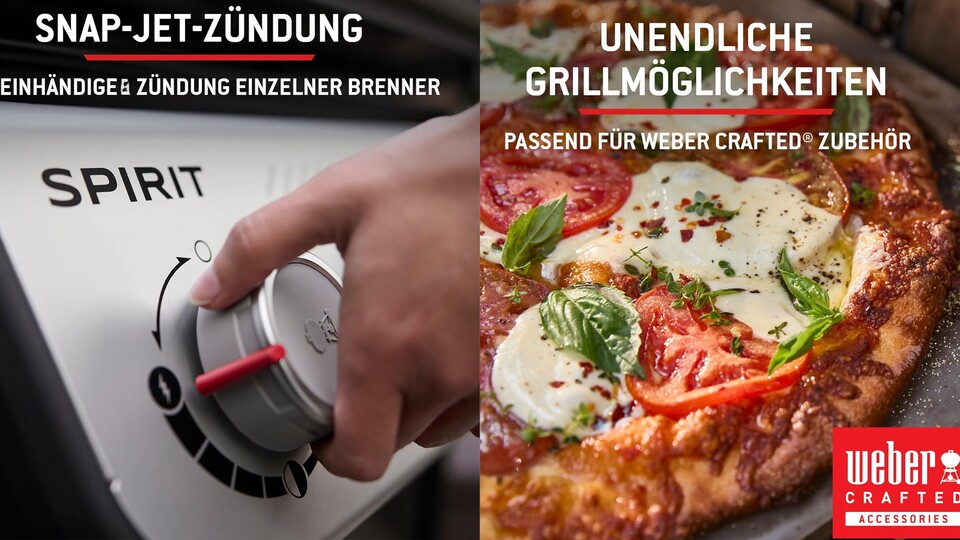 Beim Weber-Spirit bekommt ihr einen sehr soliden Gasgrill mit Unterschrank - allerdings ohne Seitenkochfeld oder Keramikbrenner.