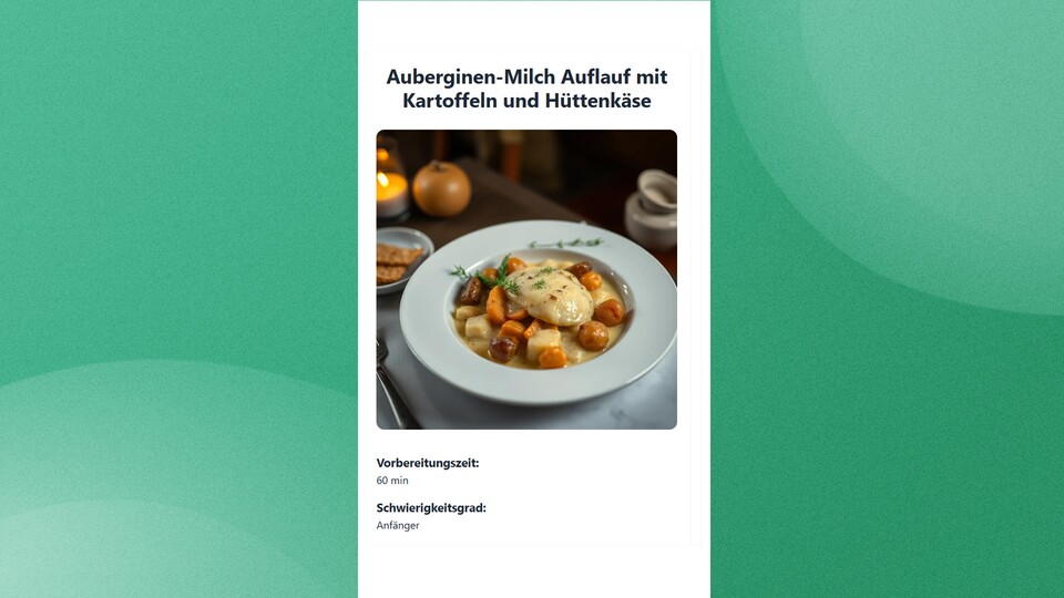 Dieses Gericht hat ChefGPT aus den Resten des WG-Kühlschranks gezaubert. Weder das Bild noch der Titel sehen genießbar aus.