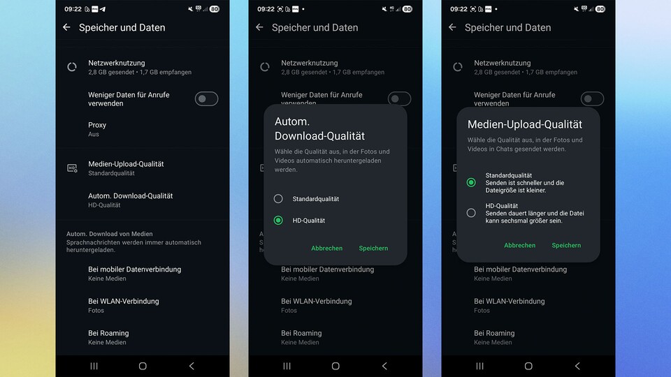 So sehen die Einstellungen auf einem Android-Handy aus. (Bildquelle: WhatsApp)