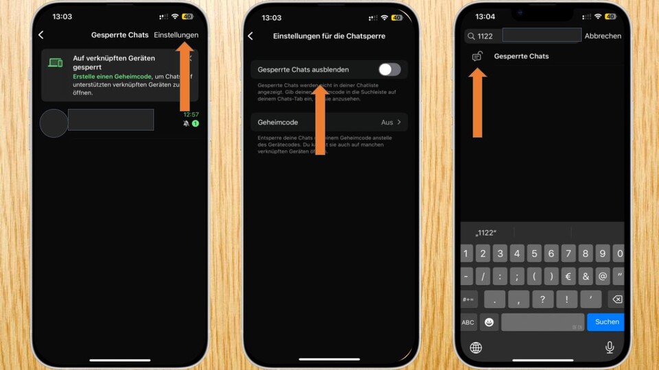 Innerhalb der Gesperrten Chats könnt ihr zusätzliche Sicherheitseinstellungen vornehmen. So versteckt ihr die Chats vollkommen vor anderen Blicken.