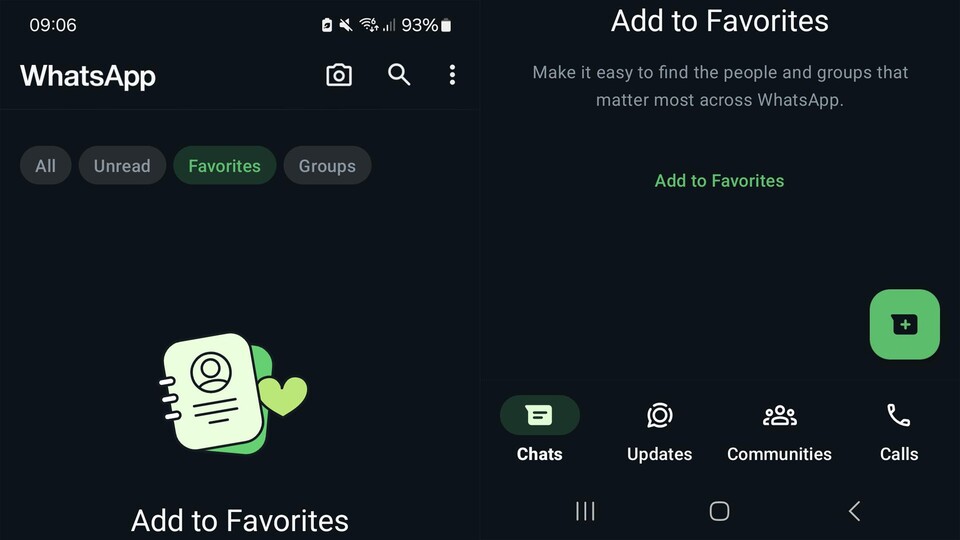 Mit Favoriten wichtige Chats und Gruppen schnell aufrufen