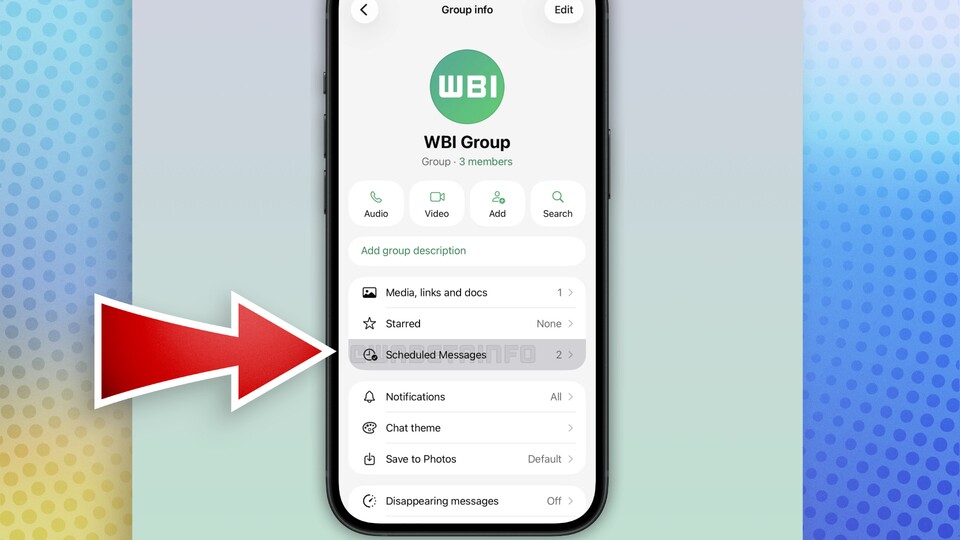 In diesem Menü versteckt sich die Ansicht über geplante Chatnachrichten. (© WABetaInfo)