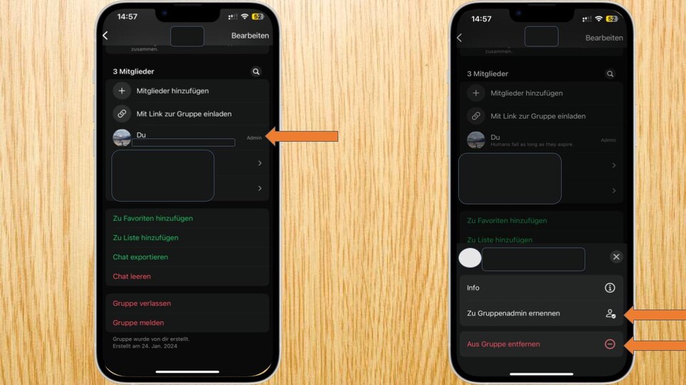 Selbst als Gruppen-Admin könnt ihr nicht ohne Weiteres eine Gruppe löschen. Ihr müsst sie komplett auflösen, bevor ihr sie entfernen könnt.