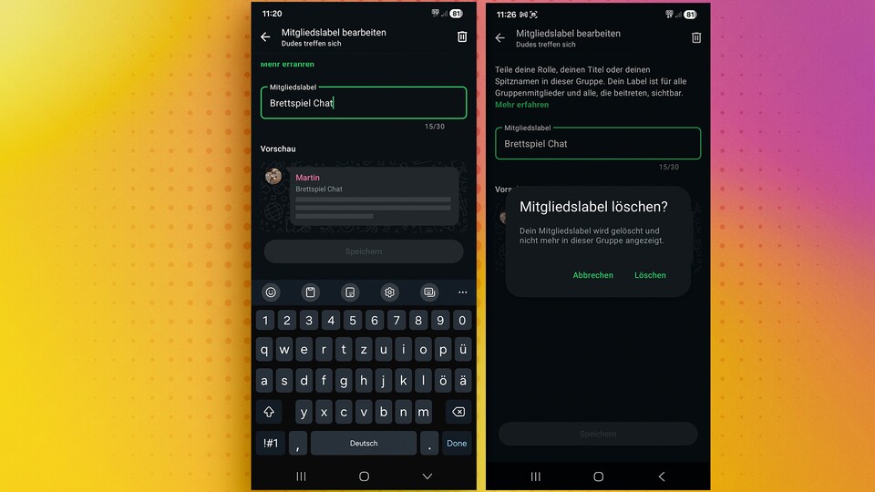 Labels lassen sich auch editieren und löschen. (Bildquelle: WhatsApp)