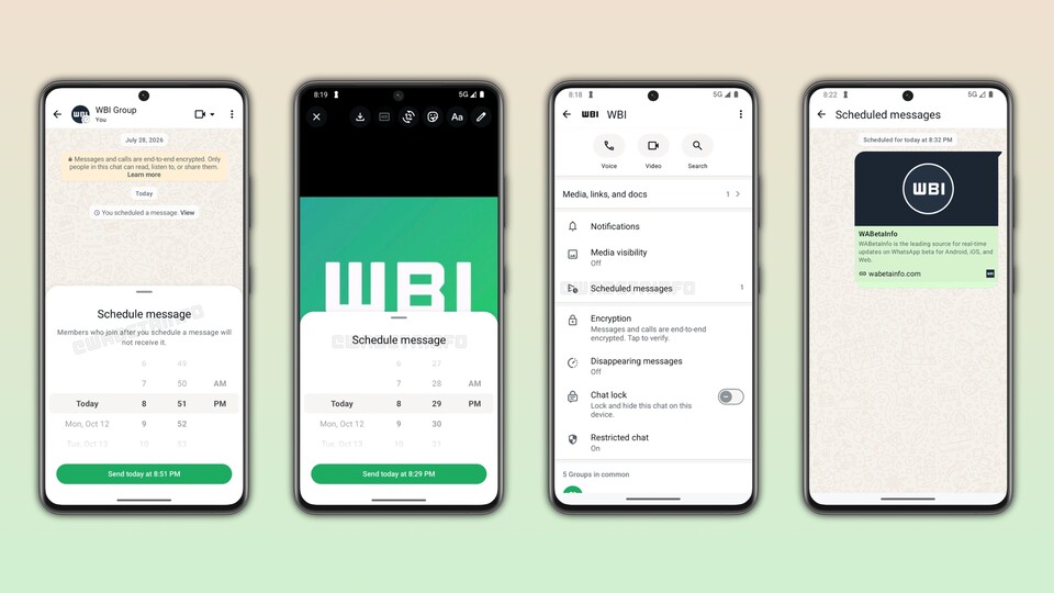 So läuft die Planung einer Nachricht in WhatsApp ab. (Bildquelle: WABetaInfo)