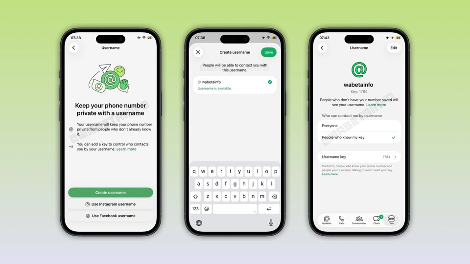 Auf WhatsApp könnt ihr mit den entsprechenden Berechtigungen schon jetzt euren Nutzernamen sichern. (Bildquelle: WABetaInfo)