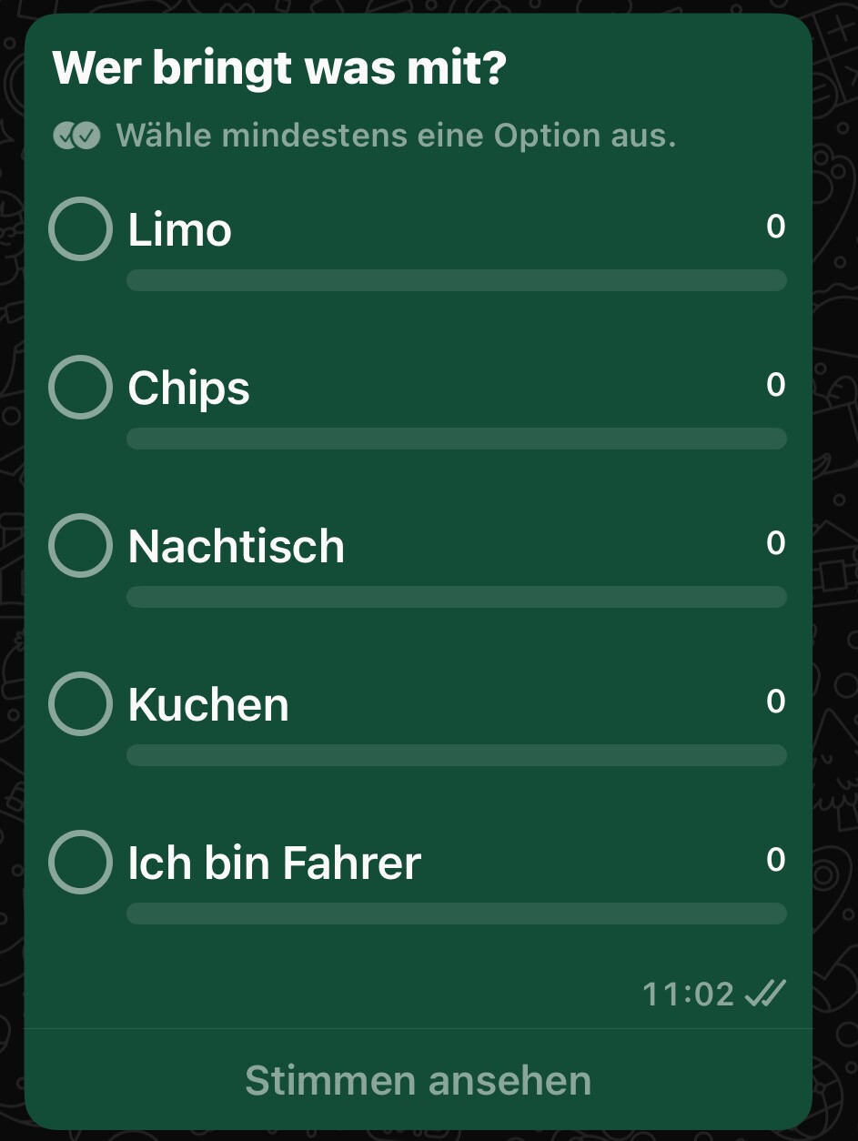 Mit einer Liste dieser Art lassen sich Treffen leicht organisieren.