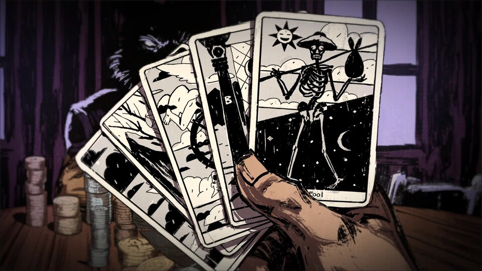 Die Motive von Tarot-Karten ziehen sich durch das ganze Spiel.