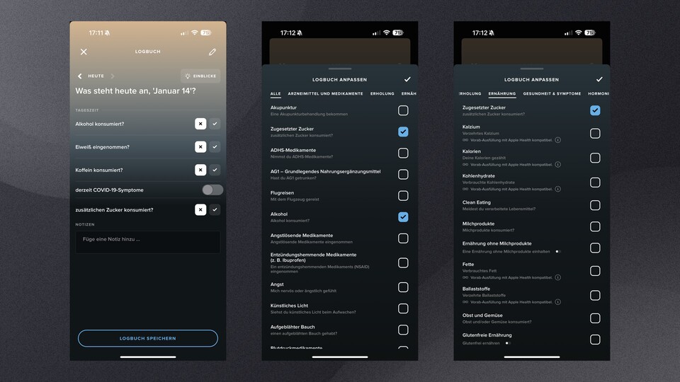 Die Auswahlmöglichkeiten sind schier grenzenlos. Optional könnt ihr außerdem eine Notiz für euch selbst hinterlassen. Super!