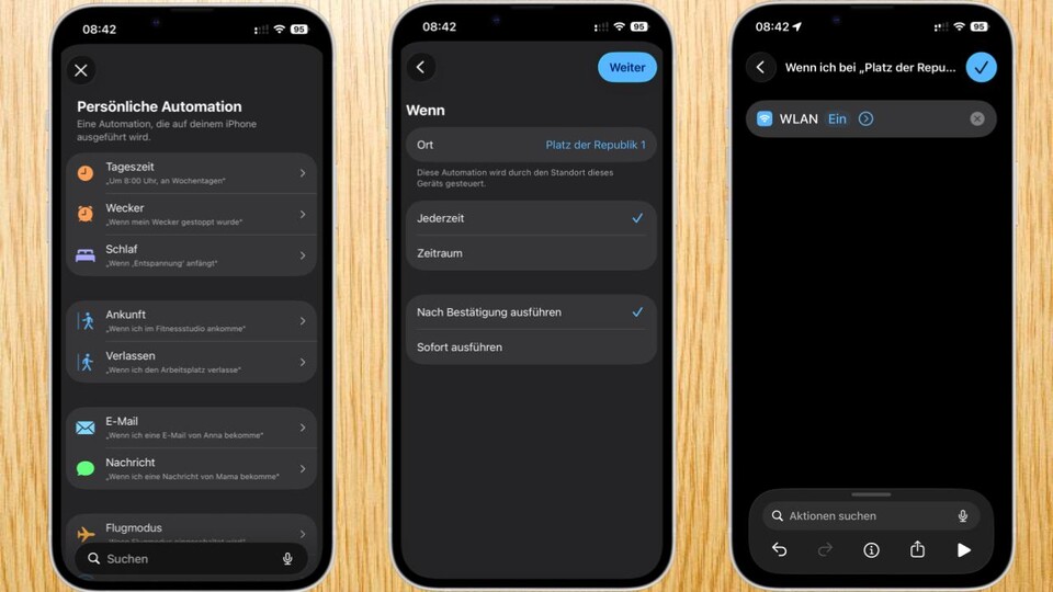 Per Standort-Automation schaltet das iPhone WLAN automatisch ein oder aus und spart so unterwegs Akku, ohne dass Ihr daran denken müsst. Hier als Beispiel die Adresse des Bundestags.