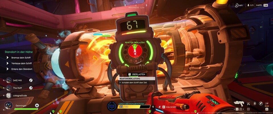 Überhitzen wir den feindlichen Reaktor, verliert das feindliche Schiff über Zeit Lebenspunkte.