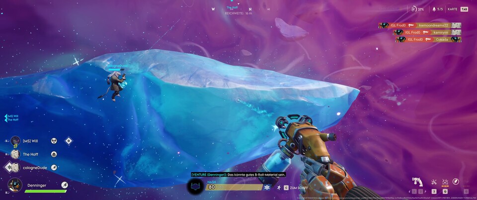 Eisbrocken sind äußerst wertvoll. Bauen wir diese ab, können wir anschließend unser Schiff heilen.