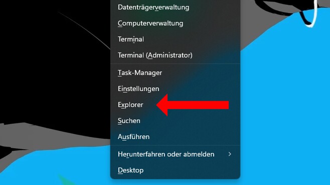 Über das Quicklink-Menü könnt ihr den Explorer wieder einschalten.