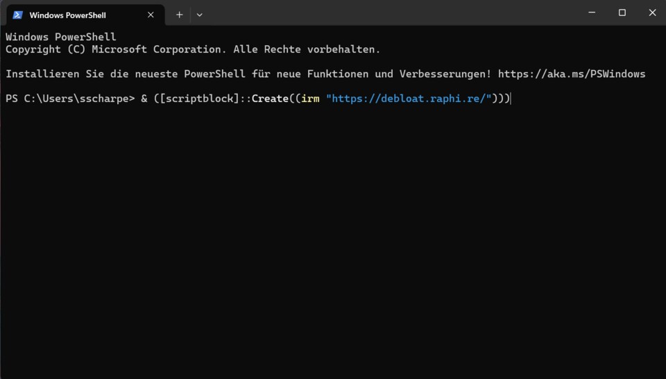 Das Skript könnt ihr komplett herunterladen oder einfach über die PowerShell laden und ausführen.