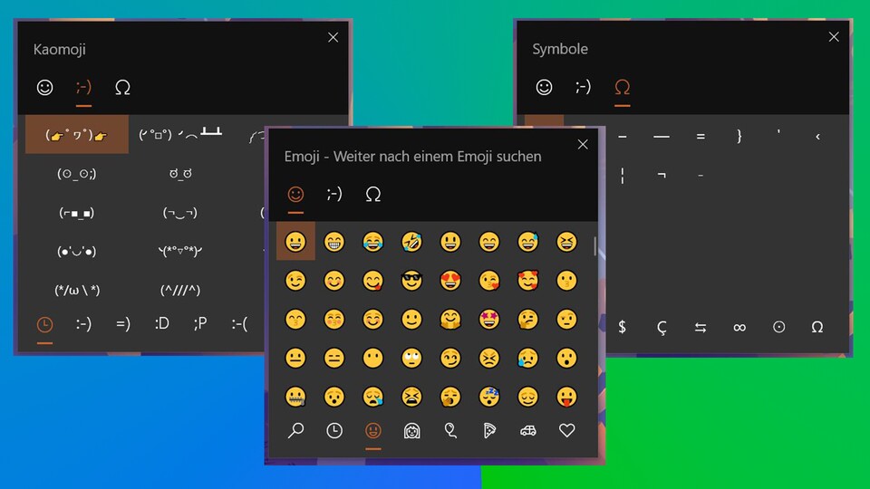 Unter Windows 10 gibt es »nur« drei Funktionen.