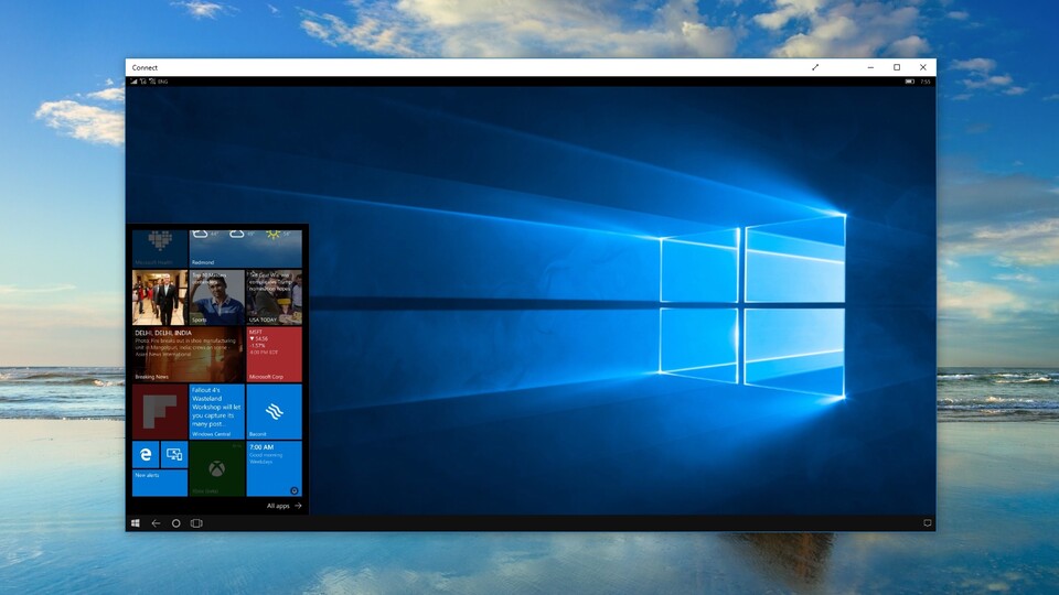 Mit dem Anniversary Update kommt auch die Connect App. Damit können Sie Continuum-fähige Geräte kabellos mit einem Windows 10-PC verbinden und steuern.