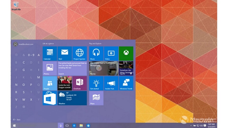 Windows 10 Build 10125 enthält viele Veränderungen.(Bildquelle: Neowin)