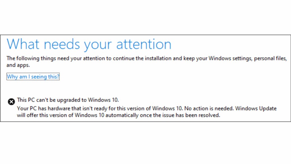 Windows 10 Mai-Update Fehlermeldung