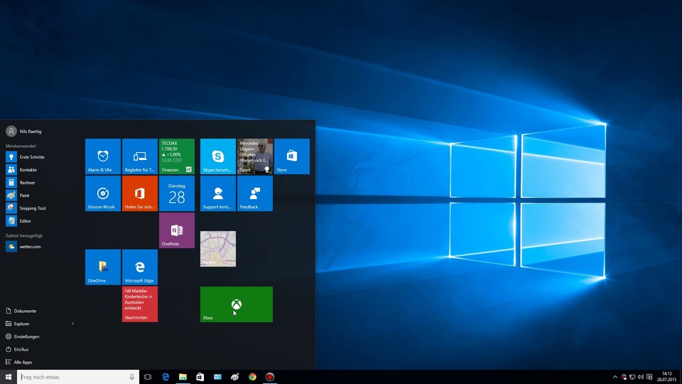 Windows 10 hat wieder ein Start-Menü, wenn iauch mit Live-Kacheln.