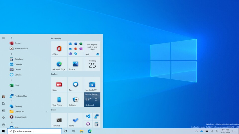 Das neue Startmenü von Windows 10 beinhaltet weiterhin Live-Kacheln.