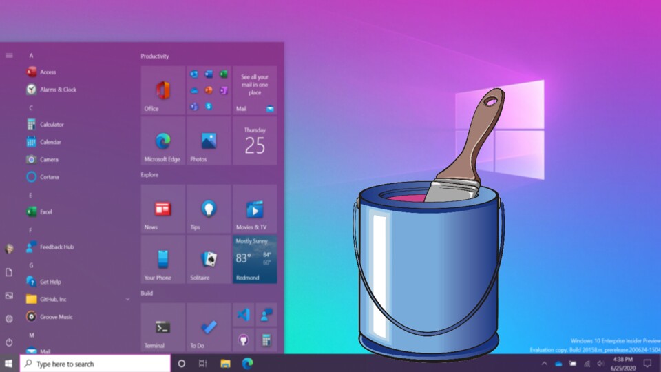 Wer möchte, kann das Startmenü von Windows 10 im aktuellen Insider-Build auch pink einfärben.