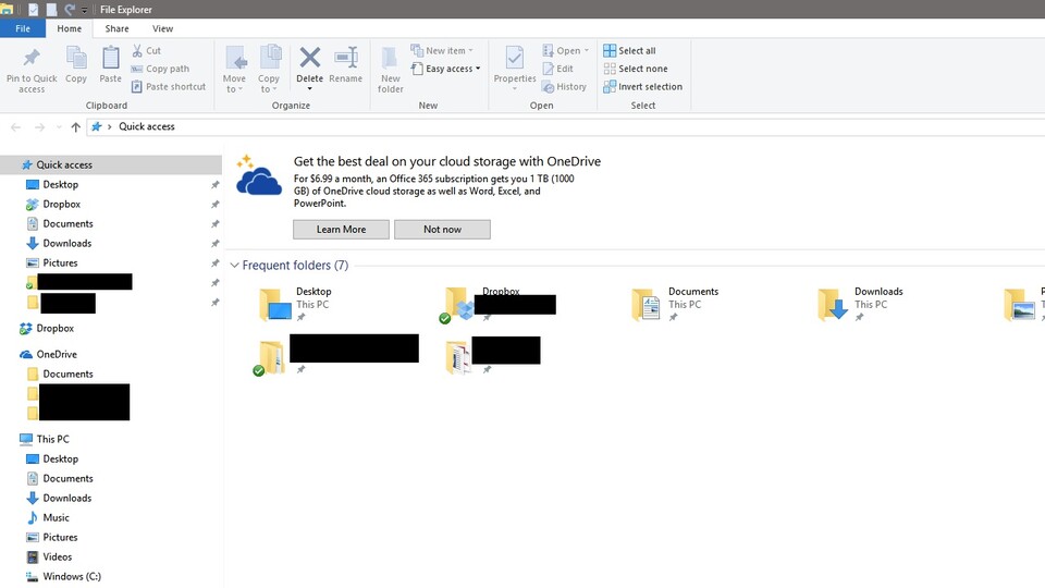 Windows 10: Werbung für OneDrive im Explorer (Bildquelle: Reddit)
