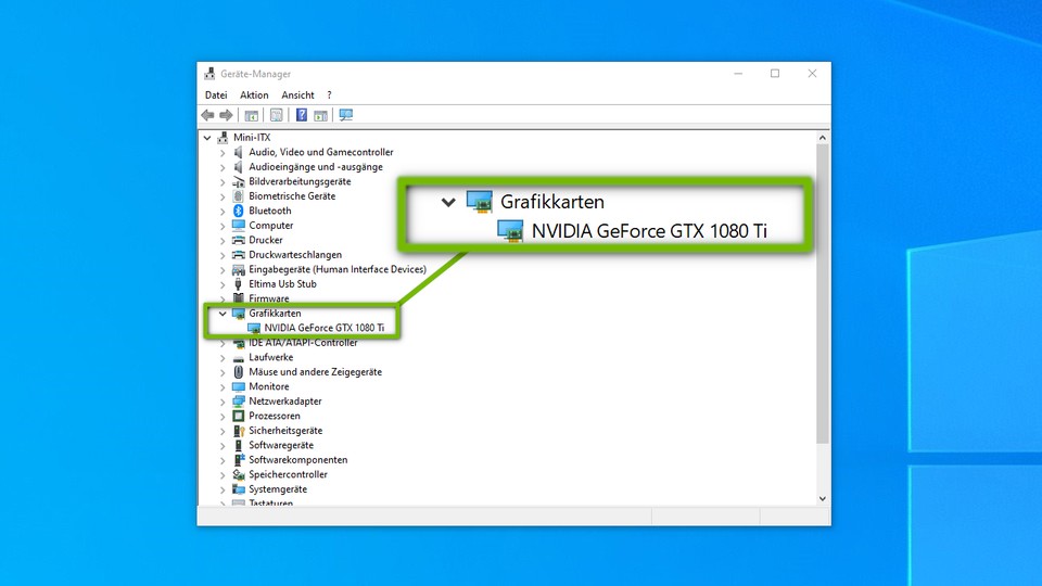 Ist der Grafikkartentreiber korrekt installiert, zeigt der Gerätemanager von Windows 11 genau an, welche Grafikkarte in deinem PC steckt.