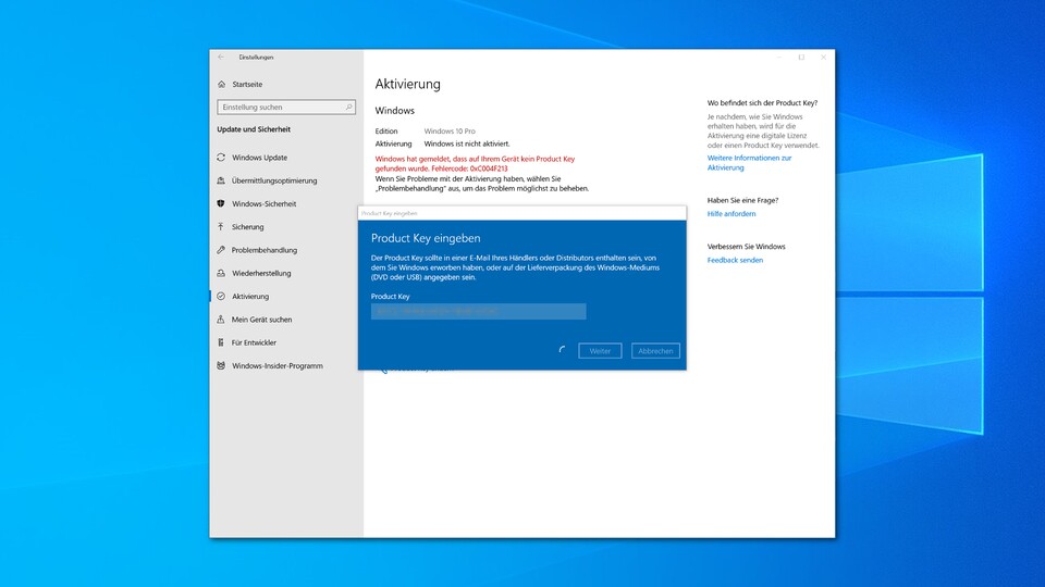 Windows 10 lässt sich nur mit einem offiziellen Lizenzschlüssel von Microsoft aktivieren.