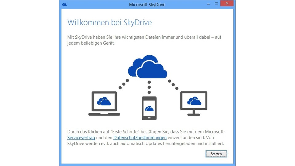 Sky Drive für den Desktop müssen Sie erst herunterladen und installieren. 