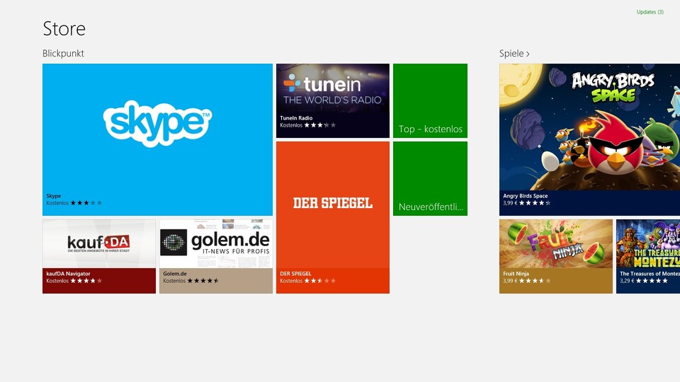 Apps gibt es ausschließlich als Download im Microsoft-Store. Das erhöht die Sicherheit, schränkt aber auch die Freiheit ein. Wir gehen aber nicht davon aus, das Microsoft ganz so restriktiv aussortieren wird wie Apple.