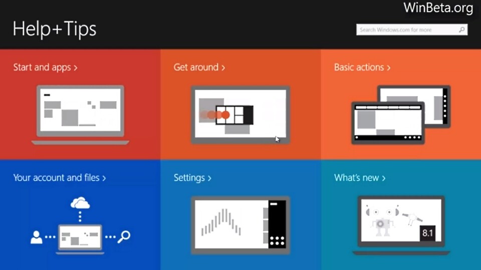 Windows 8.1 enthält eine neue Help + Tips App mit umfangreichen Erklärungen.