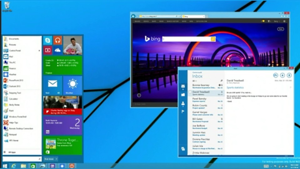 Das auf der BUILD 2014 vorgeführte neue Startmenü kommt wohl erst mit Windows 9 (Bildquelle: PC World)