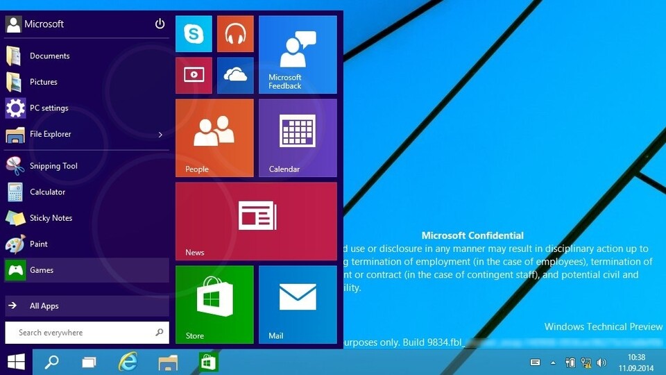 Windows 9 enthält viele Features, die von Windows Phone stammen. (Bildquelle: Winfuture)