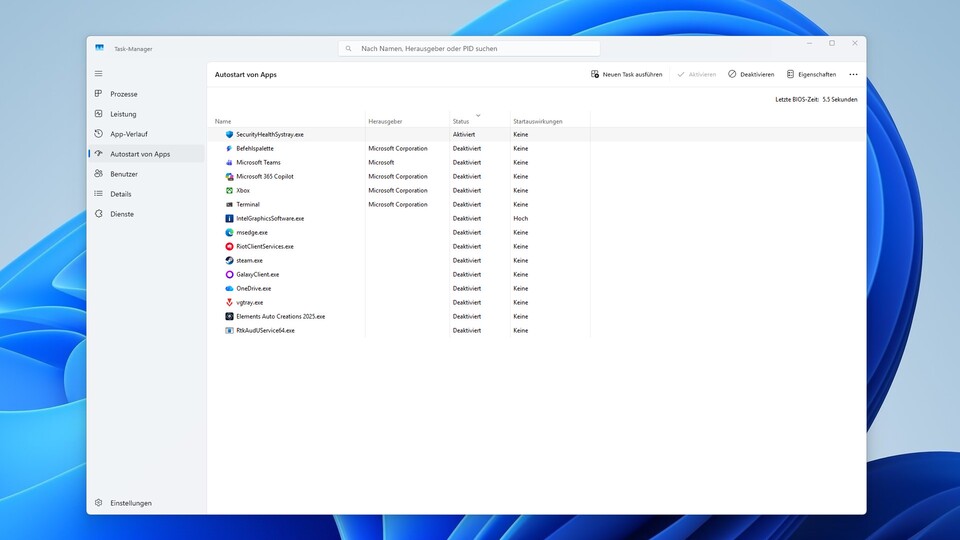 Wer seinen Autostart mit Hilfe des Task-Managers aufräumt, spart wertvolle System-Ressourcen. (Bildquelle: Nils RaettigGameStar Tech)