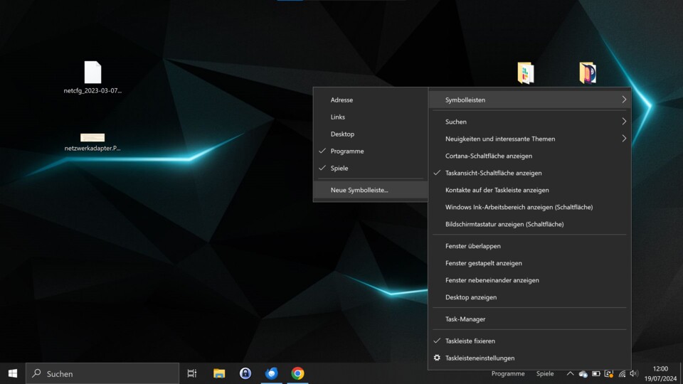 Die guten alten Zeiten: Bis Windows 10 gehörten Symbolleisten noch zum Standard-Repertoire der Taskleiste.