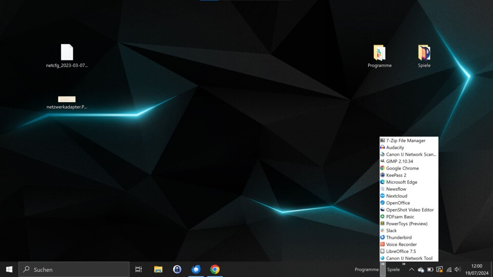Die Symbolleiste unter Windows 10: schnell, übersichtlich, praktisch. Nur der dunkle Modus wird nicht unterstützt.