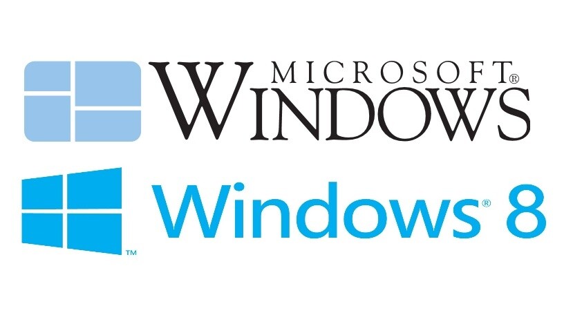 Das Logo von Windows 1.0 und das neue Logo von Windows 8