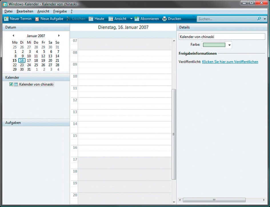 Erstmals zu gebrauchen ist der Windows Kalender. So können Sie sich beispielsweise an Termine erinnern lassen.