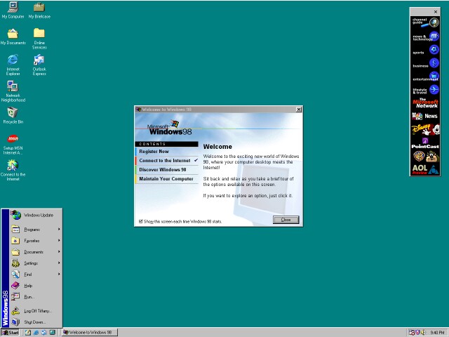 Windows 98 sieht für uns heute altbacken aus. (Bildquelle: Wikimedia Commons)