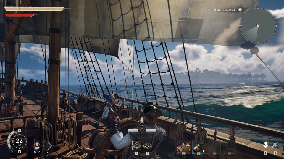 In Windrose entscheidet ihr selbst, wie ihr euch die Open World erschließt. Erkundet ihr lieber auf dem Land oder auf dem Wasser? Und wollt ihr Mitstreiter oder euer Schiff alleine verwalten?