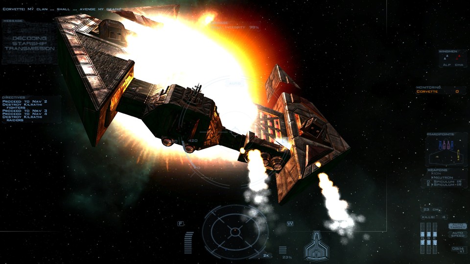 Das Raumschiff-Design ähnelt dem Look in Wing Commander 3