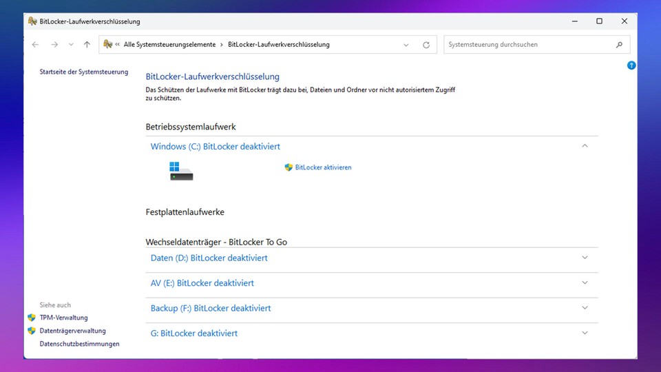 Der Einsatz einer Bitlocker Dateiverschlüsselung will gut überlegt sein. Kommt der Schlüssel abhanden oder streikt Windows 11, können eure Daten unwiederbringlich verloren gehen.