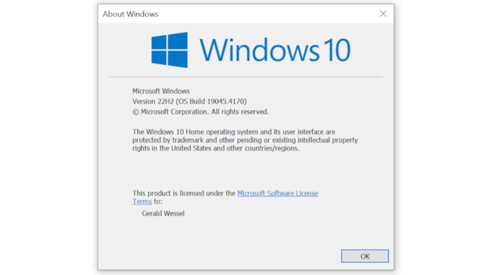 So sieht das typische winver-Fenster aus.