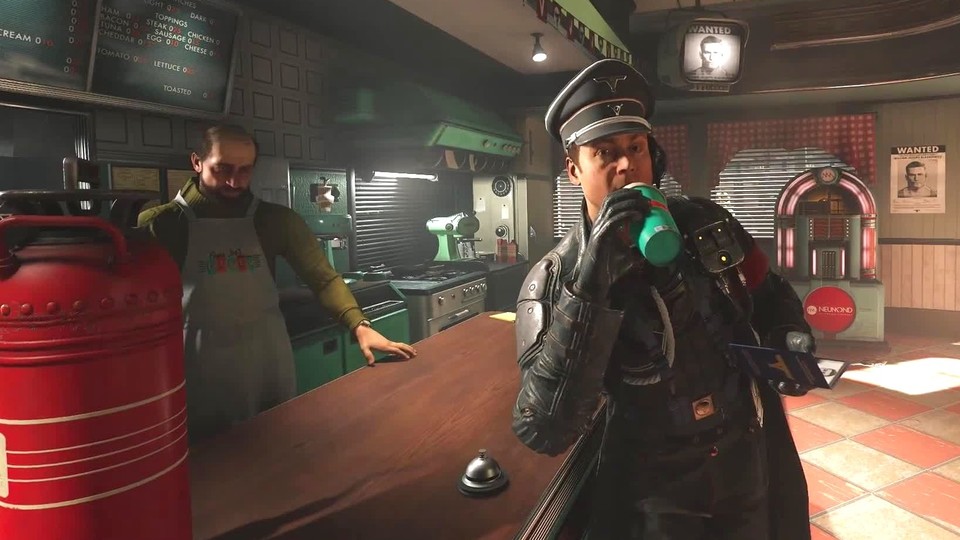 Wolfenstein 2: The New Colossus - Trailer: Kommt ein Feuerwehrmann mit einer Atombombe in die Bar...