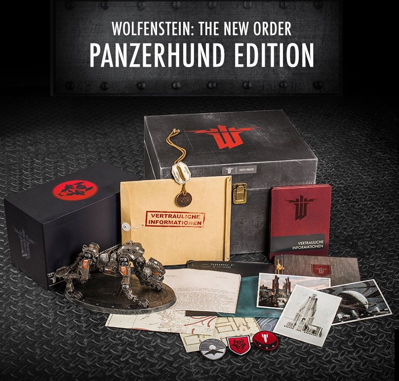 Die Panzerhund Edition zu Wolfenstein enthält zahlreiche Goodies, allerdings nicht den Shooter selbst.