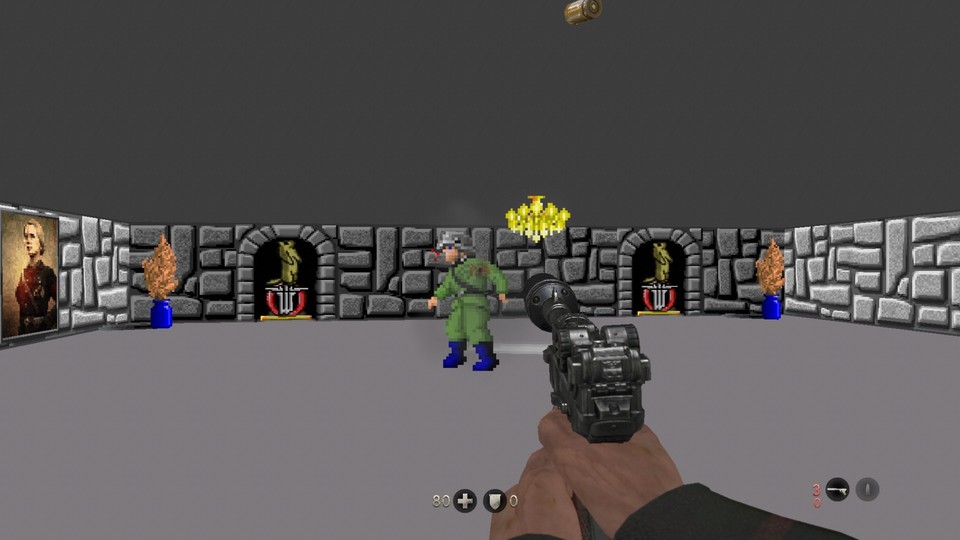 Im neuesten Teil Wolfenstein: The Old Blood gibt es Retro-Level im Stil von Wolfenstein 3D. Die Nazi-Inhalte und verfassungsfeindlichen Symbole des Originals wurden aber entfernt.