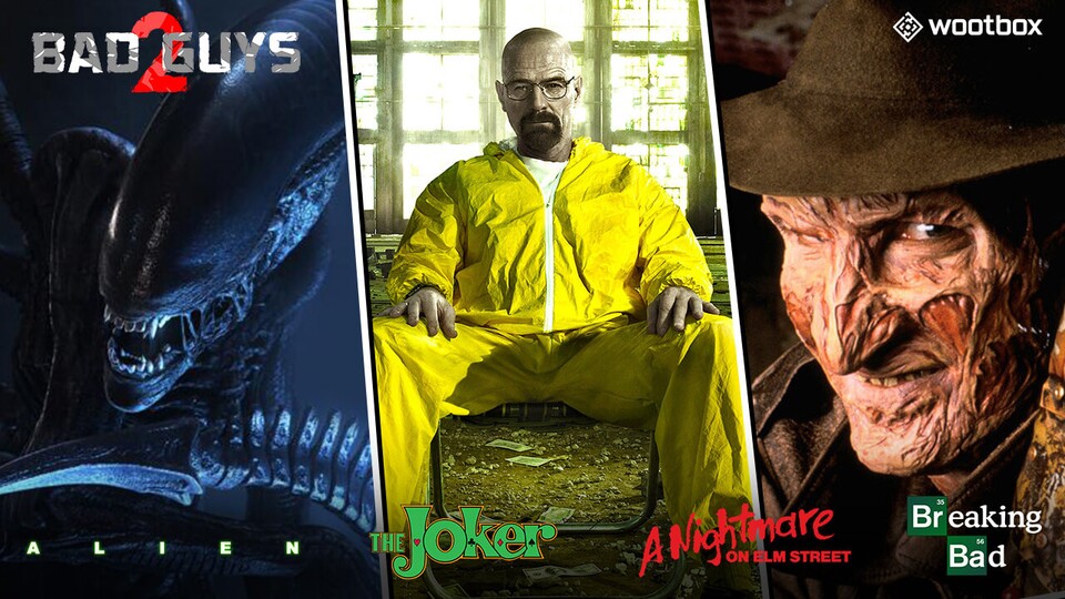 Wootbox »Bad Guys 2« bringt das beste Merchandise von Beraking Bad, The Joker, Alien & A Nightmare on Elmstreet zu dir nach Hause.