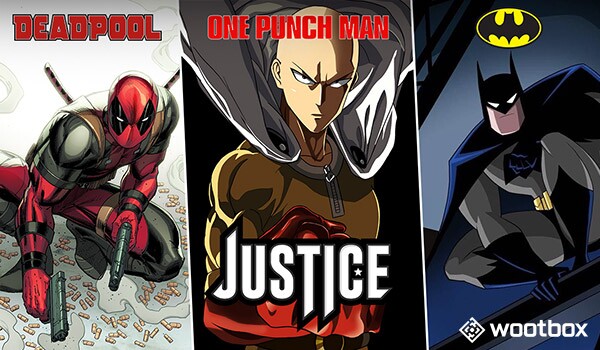 Deadpool, Batman und One Punch Man prügeln im Namen der Gerechtigkeit in der Justice-Wootbox.